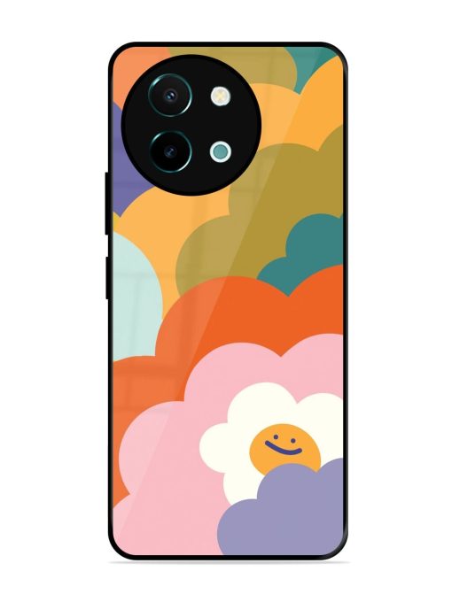 Happy Flower Power Glossy Soft Edge Case for Vivo Y38 (5G) Chachhi