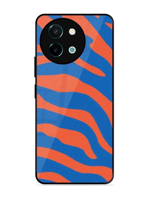 Zebra Stripes In Blue And Orange Glossy Soft Edge Case for Vivo Y38 (5G) Chachhi