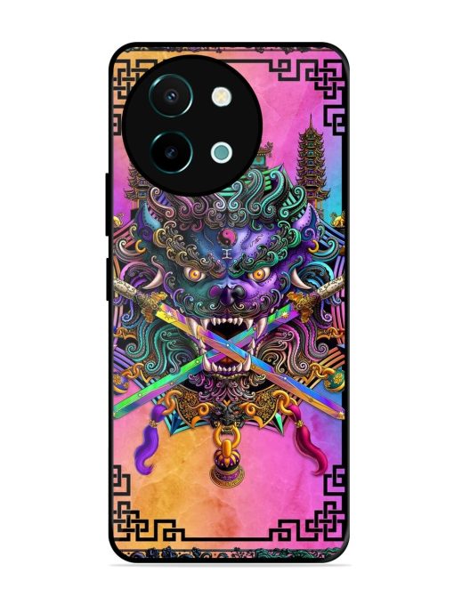 Psychedelic Fu Dog Tapestry Glossy Soft Edge Case for Vivo Y38 (5G) Chachhi