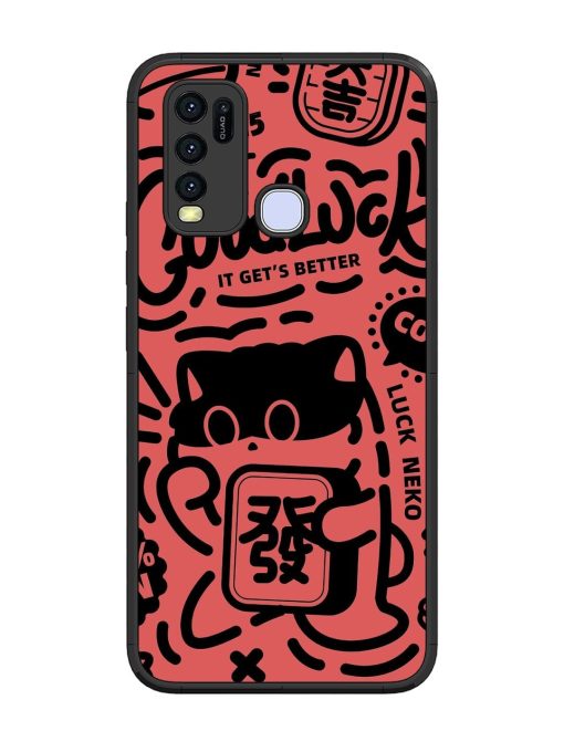 Lucky Cat Doodle Glossy Soft Edge Case for Vivo Y50 Chachhi