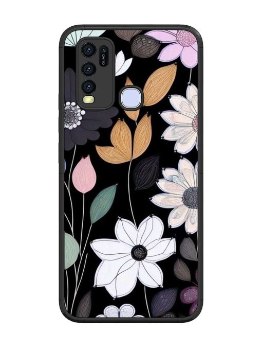 Whimsical Blooms On Black Glossy Soft Edge Case for Vivo Y50 Chachhi