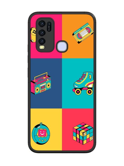 90S Throwback Grid Glossy Soft Edge Case for Vivo Y50 Chachhi