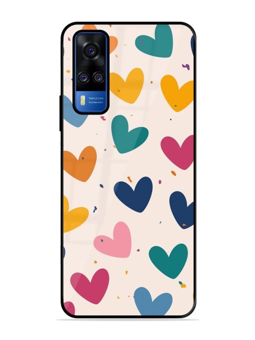 Rainbow Hearts Glossy Soft Edge Case for Vivo Y51A Chachhi