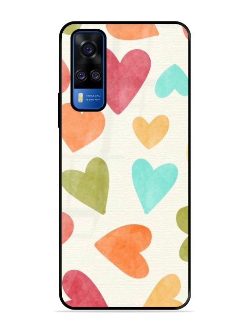 Watercolor Hearts Glossy Soft Edge Case for Vivo Y51A Chachhi