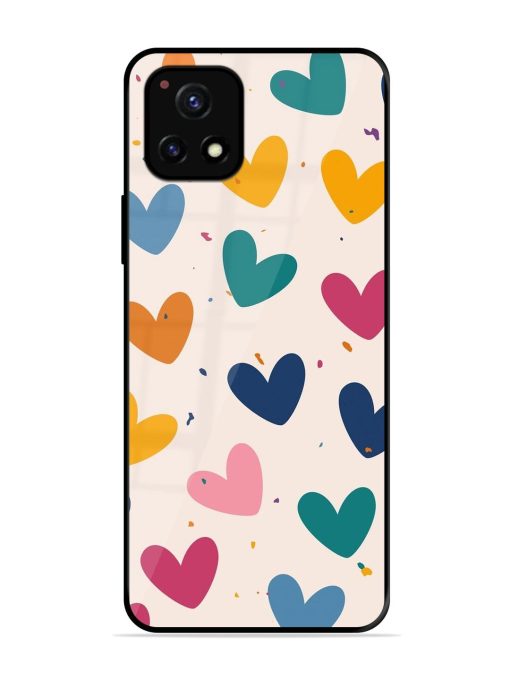 Rainbow Hearts Glossy Soft Edge Case for Vivo Y52S Chachhi