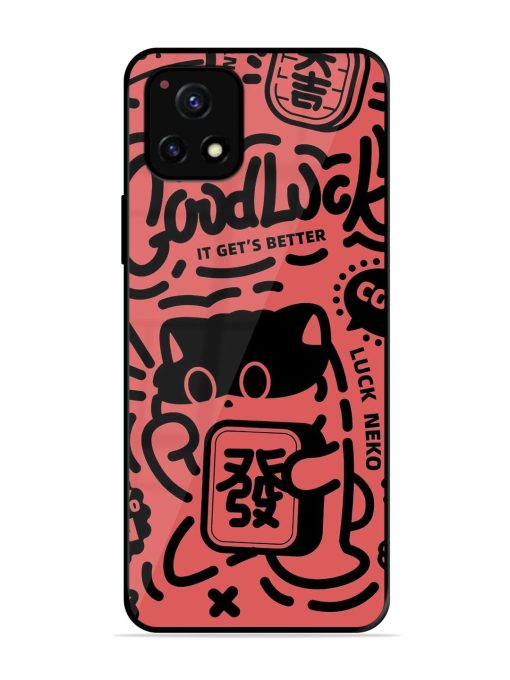 Lucky Cat Doodle Glossy Soft Edge Case for Vivo Y52S Chachhi