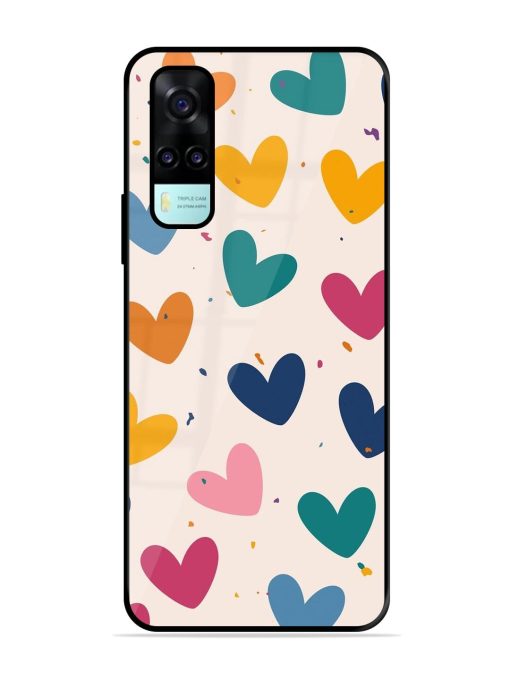 Rainbow Hearts Glossy Soft Edge Case for Vivo Y53S Chachhi