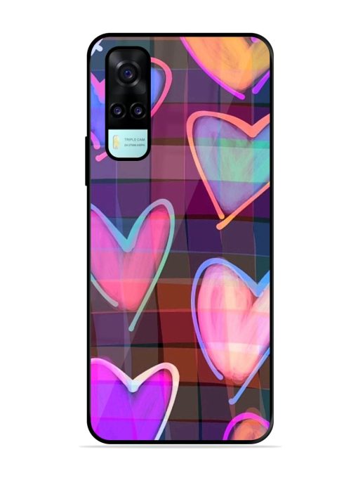 Neon Hearts Glossy Soft Edge Case for Vivo Y53S Chachhi