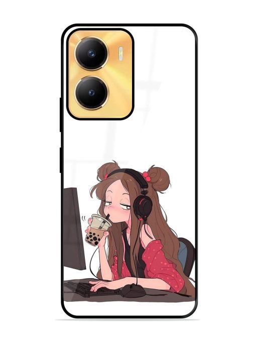 Girl Playing On Pc Glossy Soft Edge Case for Vivo Y56 (5G)