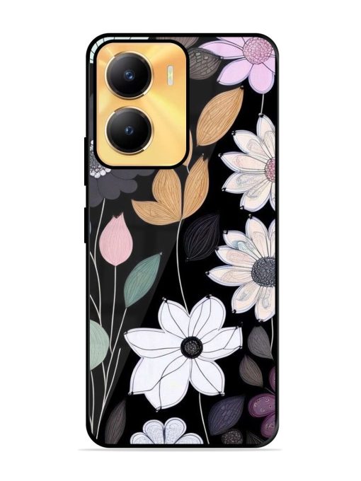 Whimsical Blooms On Black Glossy Soft Edge Case for Vivo Y56 (5G) Chachhi