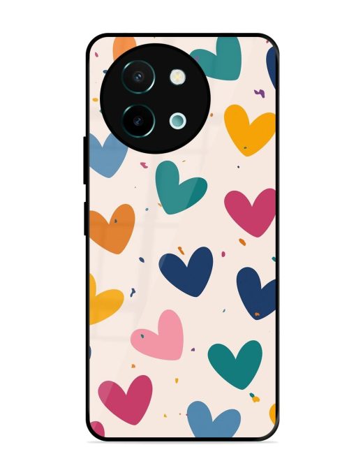 Rainbow Hearts Glossy Soft Edge Case for Vivo Y58 (5G) Chachhi