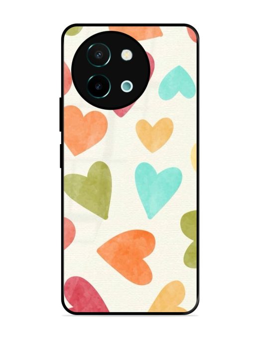 Watercolor Hearts Glossy Soft Edge Case for Vivo Y58 (5G) Chachhi