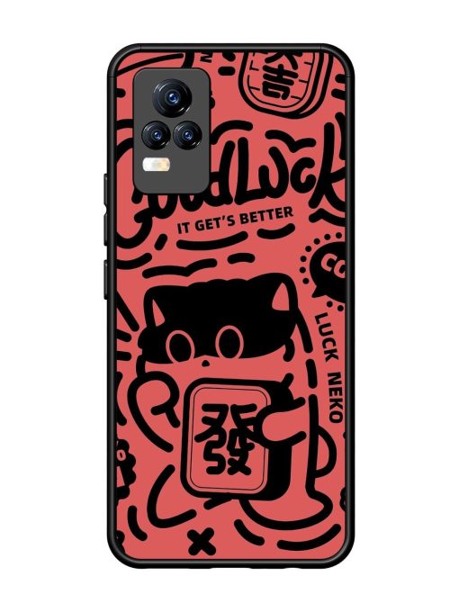 Lucky Cat Doodle Glossy Soft Edge Case for Vivo Y73 Chachhi