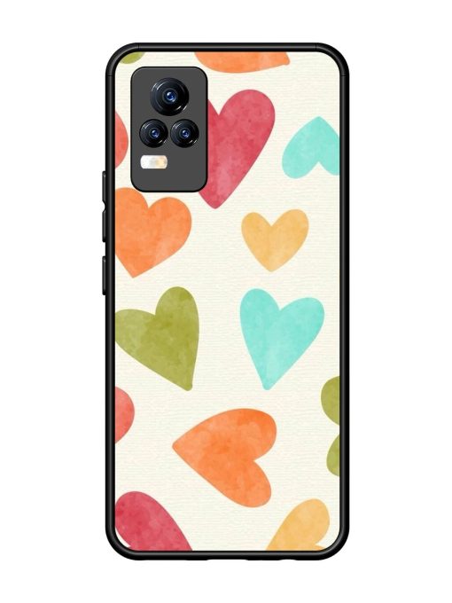 Watercolor Hearts Glossy Soft Edge Case for Vivo Y73 Chachhi