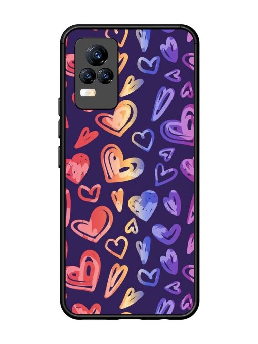 Rainbow Hearts Glossy Soft Edge Case for Vivo Y73 Chachhi