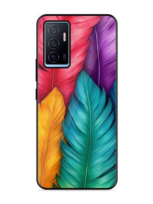 Rainbow Feathers Glossy Soft Edge Case for Vivo Y75 (4G) Chachhi