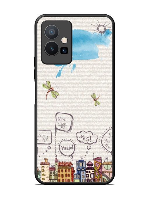 Doodle City Glossy Soft Edge Case for Vivo Y75 (5G) Chachhi