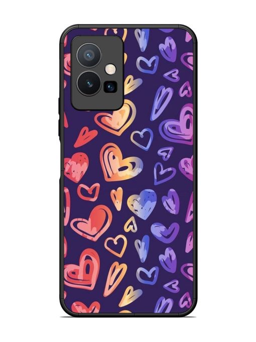 Rainbow Hearts Glossy Soft Edge Case for Vivo Y75 (5G)