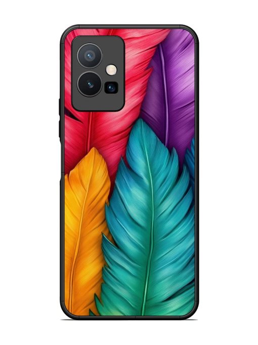 Rainbow Feathers Glossy Soft Edge Case for Vivo Y75 (5G) Chachhi