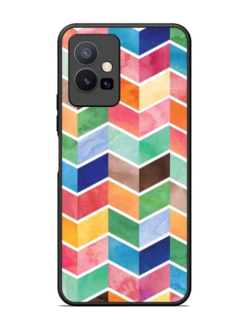 Watercolor Chevron Whimsy Glossy Soft Edge Case for Vivo Y75 (5G) Chachhi