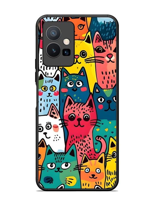 Feline Frenzy Glossy Soft Edge Case for Vivo Y75 (5G) Chachhi