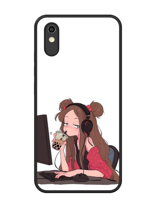 Girl Playing On Pc Glossy Soft Edge Case for Vivo Y91I Chachhi