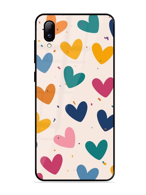 Rainbow Hearts Glossy Soft Edge Case for Vivo Y97 Chachhi