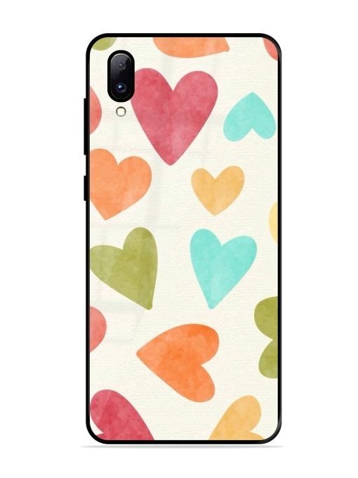 Watercolor Hearts Glossy Soft Edge Case for Vivo Y97 Chachhi