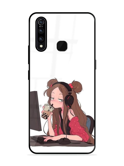 Girl Playing On Pc Glossy Soft Edge Case for Vivo Z1 Pro Chachhi