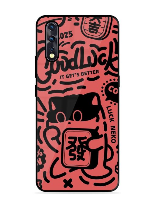 Lucky Cat Doodle Glossy Soft Edge Case for Vivo Z1X