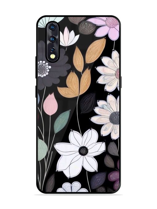 Whimsical Blooms On Black Glossy Soft Edge Case for Vivo Z1X Chachhi