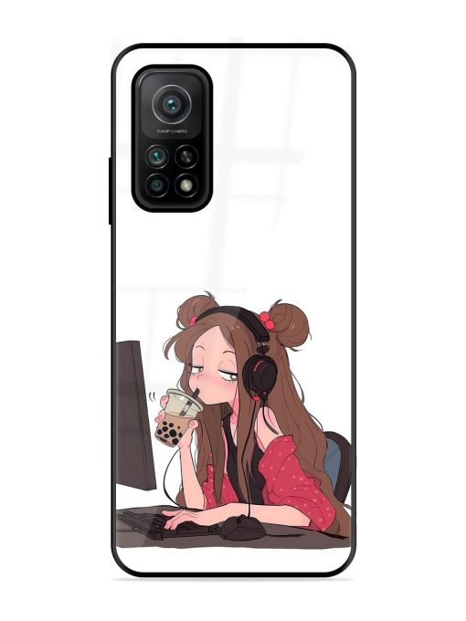 Girl Playing On Pc Glossy Soft Edge Case for Xiaomi Mi 10T (5G) Chachhi