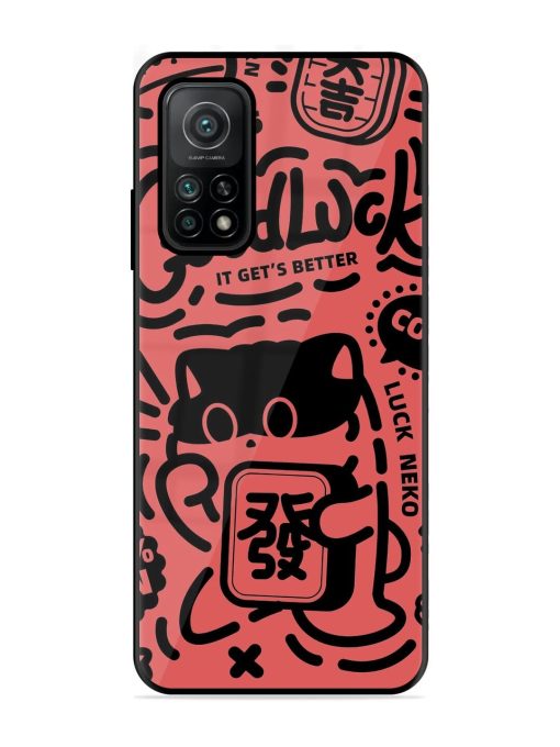 Lucky Cat Doodle Glossy Soft Edge Case for Xiaomi Mi 10T (5G) Chachhi