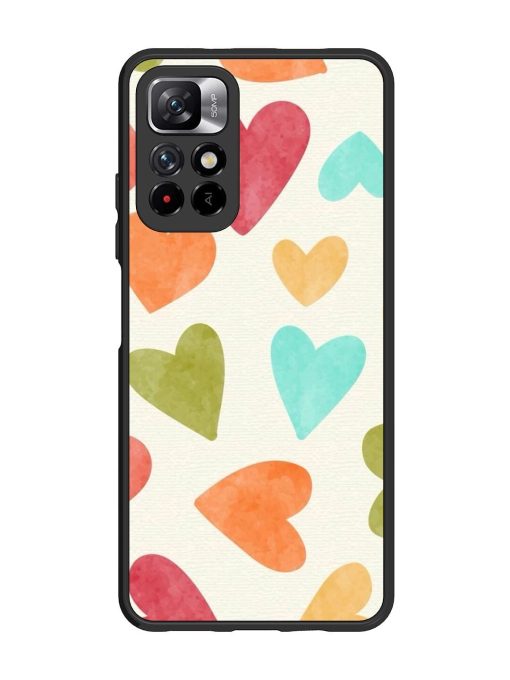 Watercolor Hearts Glossy Soft Edge Case for Xiaomi Mi 11I (5G) Chachhi