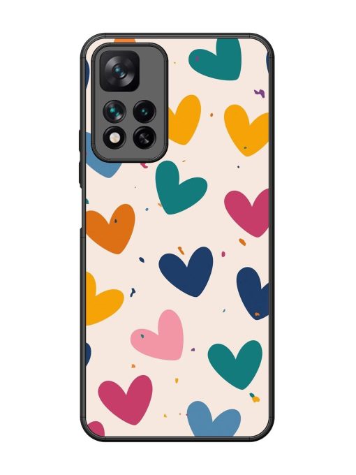 Rainbow Hearts Glossy Soft Edge Case for Xiaomi Mi 11I Hypercharge (5G)