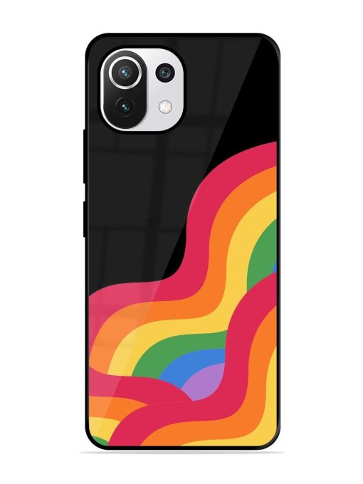 Wavy Rainbow Glossy Soft Edge Case for Xiaomi Mi 11 Lite Ne (5G) Chachhi