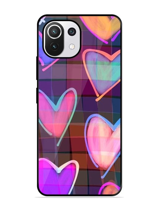 Neon Hearts Glossy Soft Edge Case for Xiaomi Mi 11 Lite Ne (5G) Chachhi