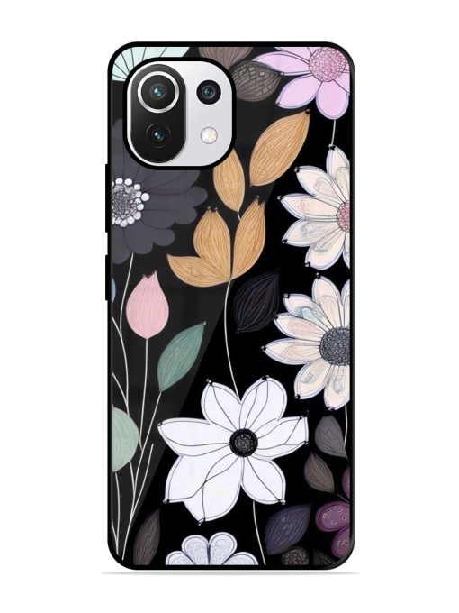 Whimsical Blooms On Black Glossy Soft Edge Case for Xiaomi Mi 11 Lite Ne (5G) Chachhi