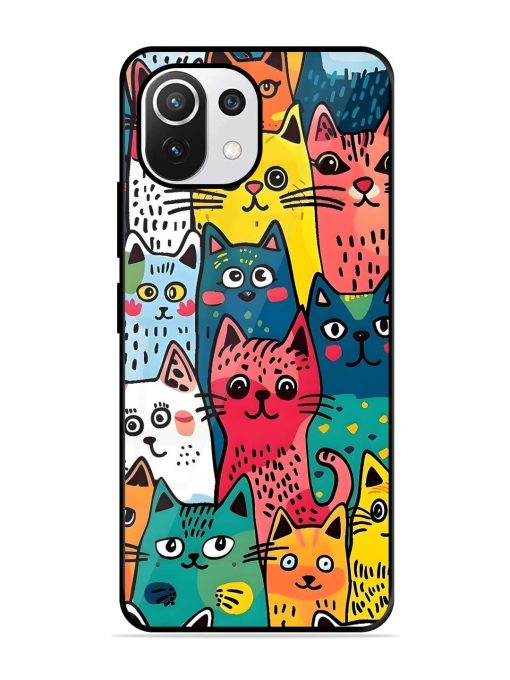 Feline Frenzy Glossy Soft Edge Case for Xiaomi Mi 11 Lite Ne (5G) Chachhi