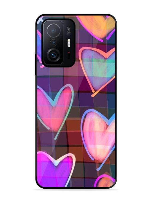 Neon Hearts Glossy Soft Edge Case for Xiaomi Mi 11T Pro (5G) Chachhi