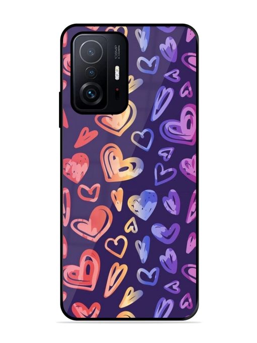 Rainbow Hearts Glossy Soft Edge Case for Xiaomi Mi 11T Pro (5G) Chachhi