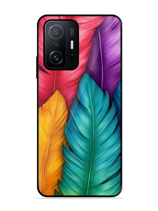 Rainbow Feathers Glossy Soft Edge Case for Xiaomi Mi 11T Pro (5G) Chachhi