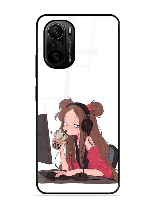 Girl Playing On Pc Glossy Soft Edge Case for Xiaomi Mi 11X Pro (5G)