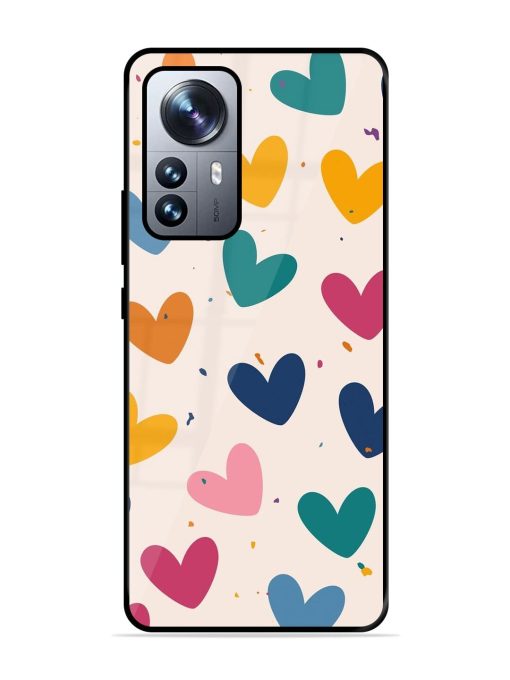 Rainbow Hearts Glossy Soft Edge Case for Xiaomi Mi 12 Pro (5G) Chachhi