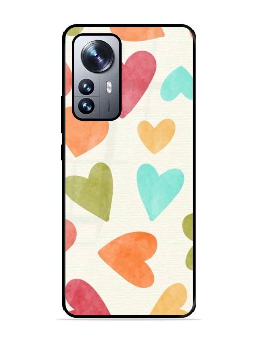 Watercolor Hearts Glossy Soft Edge Case for Xiaomi Mi 12 Pro (5G) Chachhi