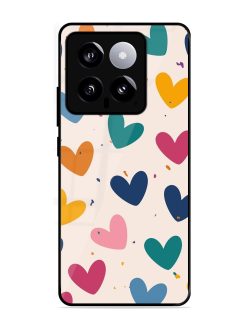 Rainbow Hearts Glossy Soft Edge Case for Xiaomi Mi 14 (5G)