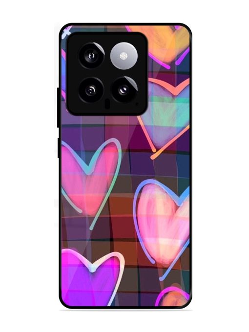 Neon Hearts Glossy Soft Edge Case for Xiaomi Mi 14 (5G) Chachhi