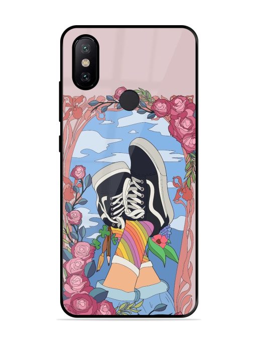 Floral Fantasy Glossy Soft Edge Case for Xiaomi Mi A2 Chachhi