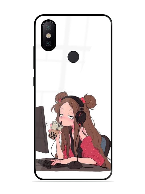 Girl Playing On Pc Glossy Soft Edge Case for Xiaomi Mi A2 Chachhi