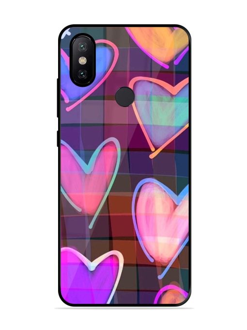 Neon Hearts Glossy Soft Edge Case for Xiaomi Mi A2 Chachhi